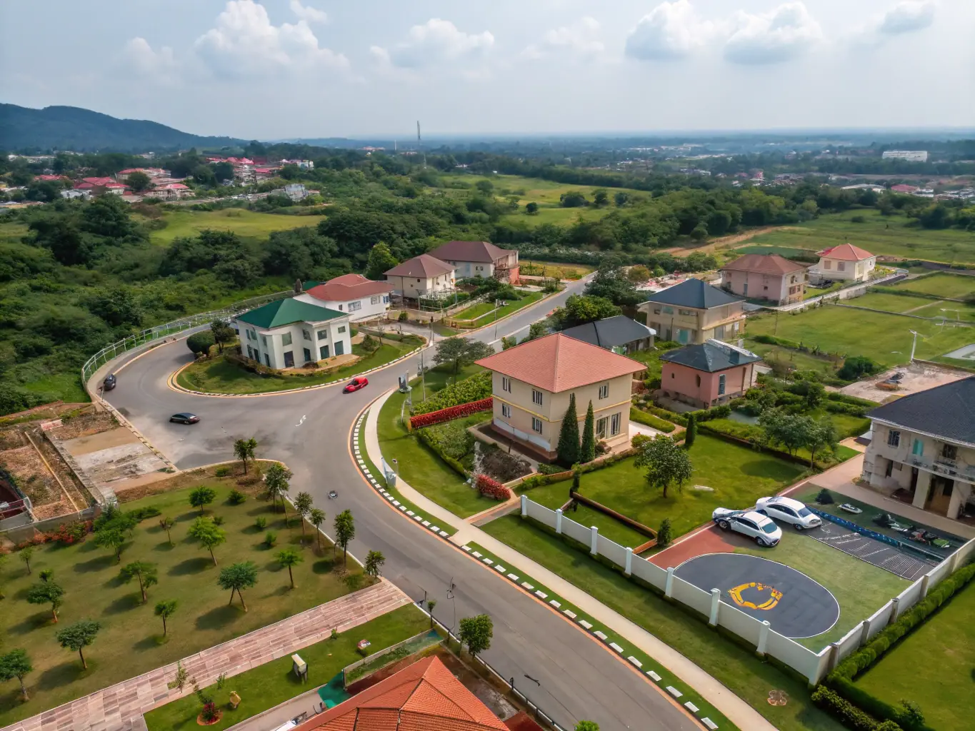 A high-quality drone shot of Nigerian real estate developments, showcasing the potential of vetted properties.