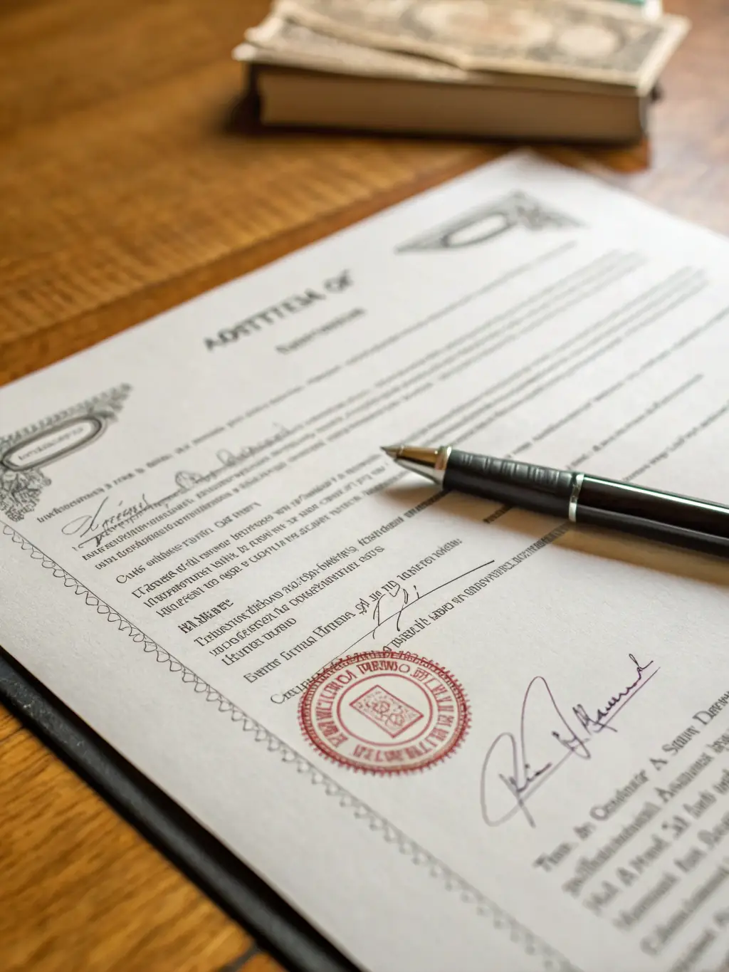 A close-up shot of a land title document with a DealPantry verification stamp, symbolizing legal security and due diligence.