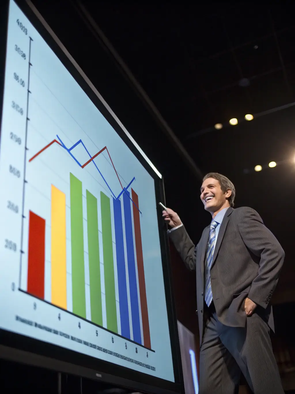 A clean analytics dashboard showing charts and growth metrics, with an African SME owner smiling confidently in the background.