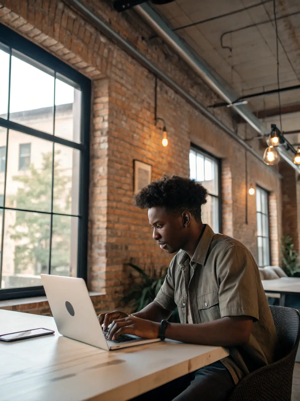A professional African business owner using a laptop in a bright, modern workspace, viewing the DealPantry Africa dashboard with customer insights and map-based business listings.